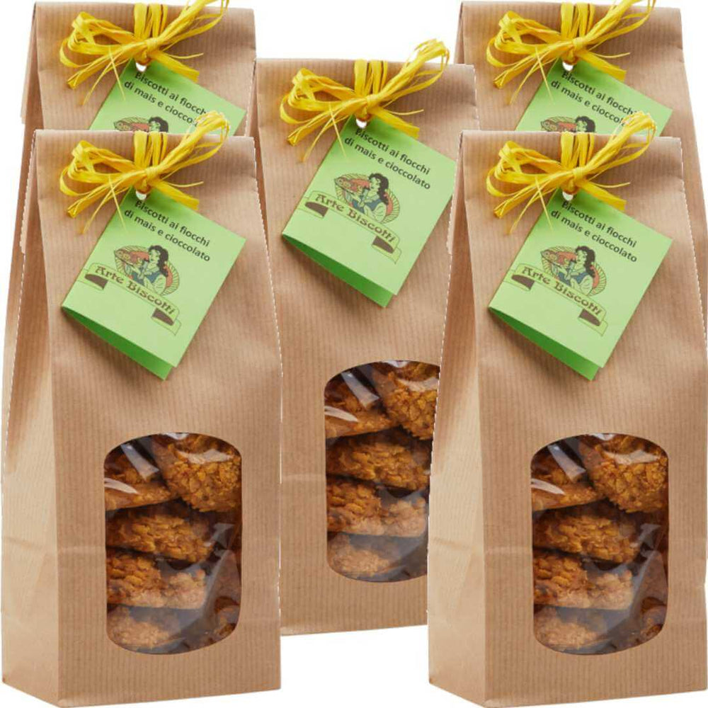 buste biscotti con fiocchi di mais e cioccolato da 200 gr